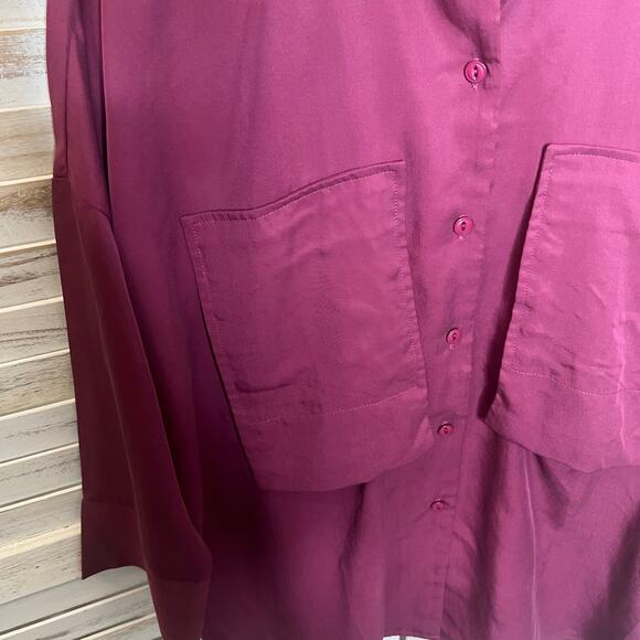 KIAH Women's The South Hampton Maternity Blouse Oversize Button Top Tencel Small - Picture 11 of 15